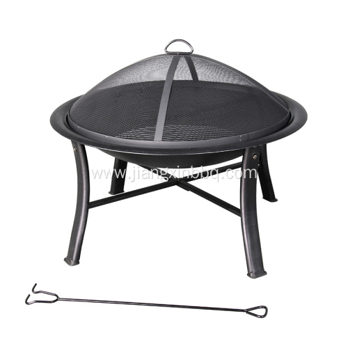 30'' Black Steel Wood-Burning Fire Pit